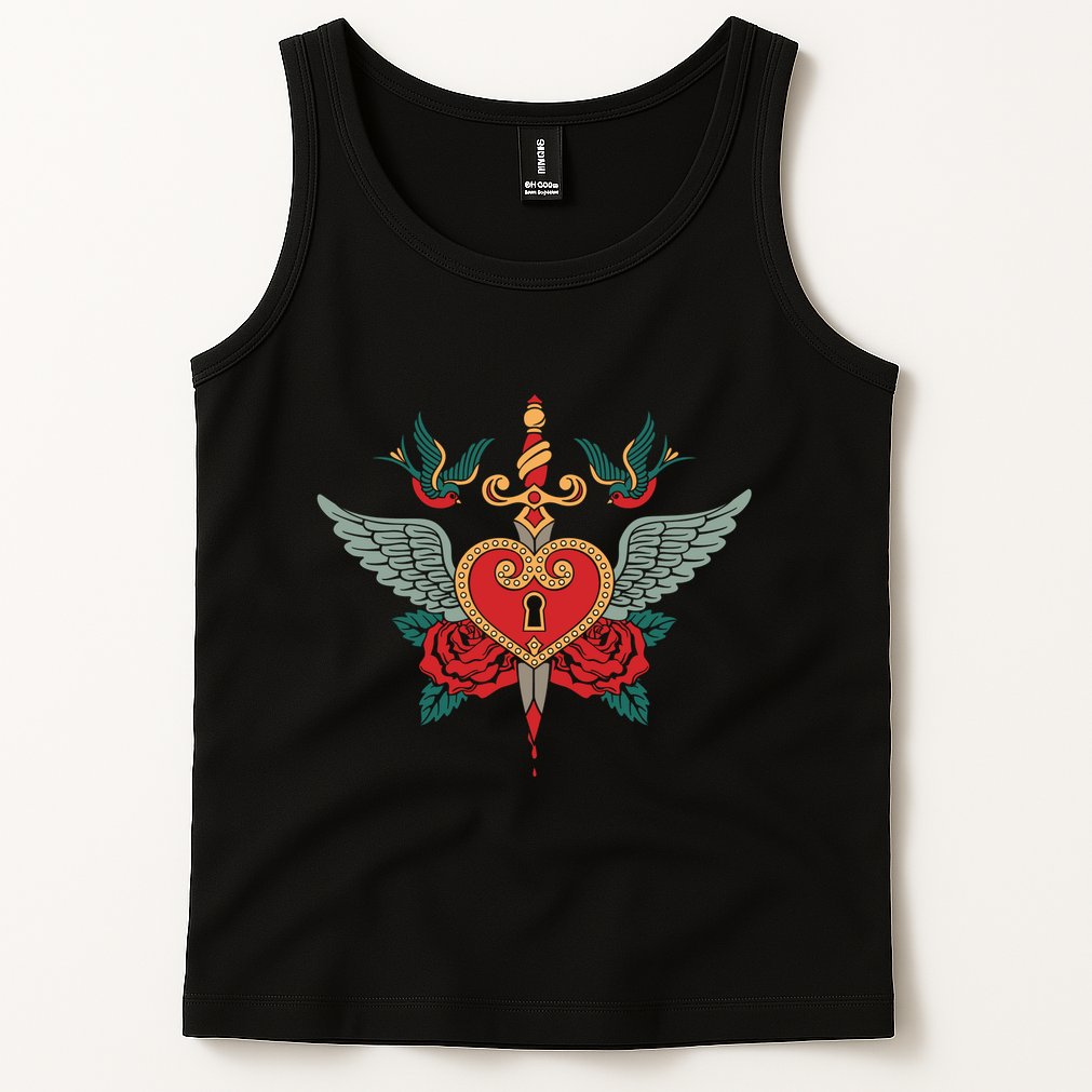 Swallows Heart Lockbox Sword Tank Top