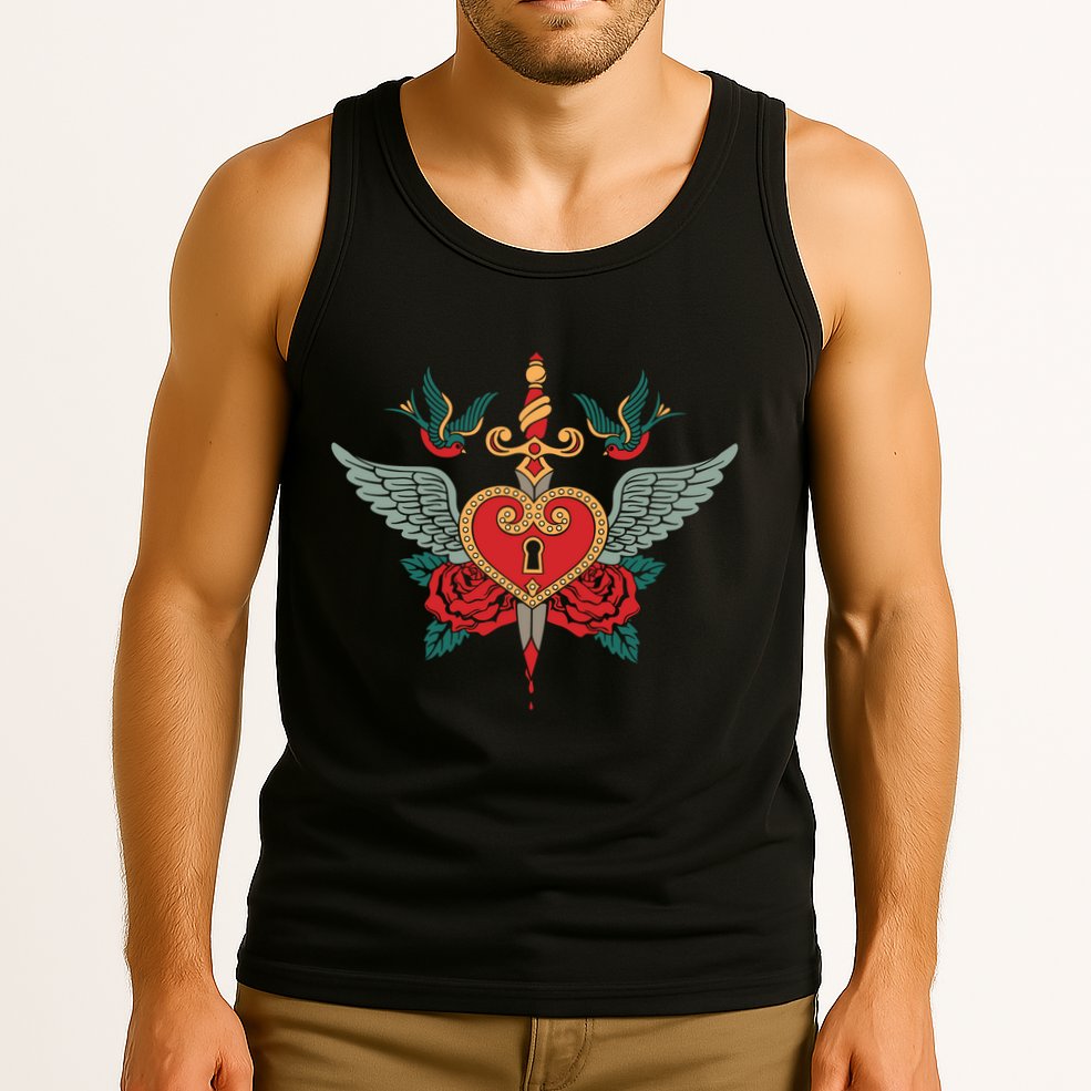 Swallows Heart Lockbox Sword Tank Top