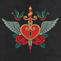 Swallows Heart Lockbox Sword Golf Towel