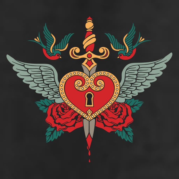 Swallows Heart Lockbox Sword Golf Towel