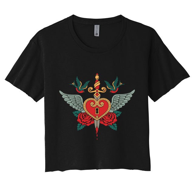 Swallows Heart Lockbox Sword Crop Top