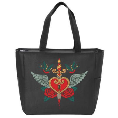 Swallows Heart Lockbox Sword Zip Tote Bag