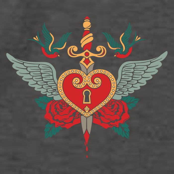 Swallows Heart Lockbox Sword Vector Backpack
