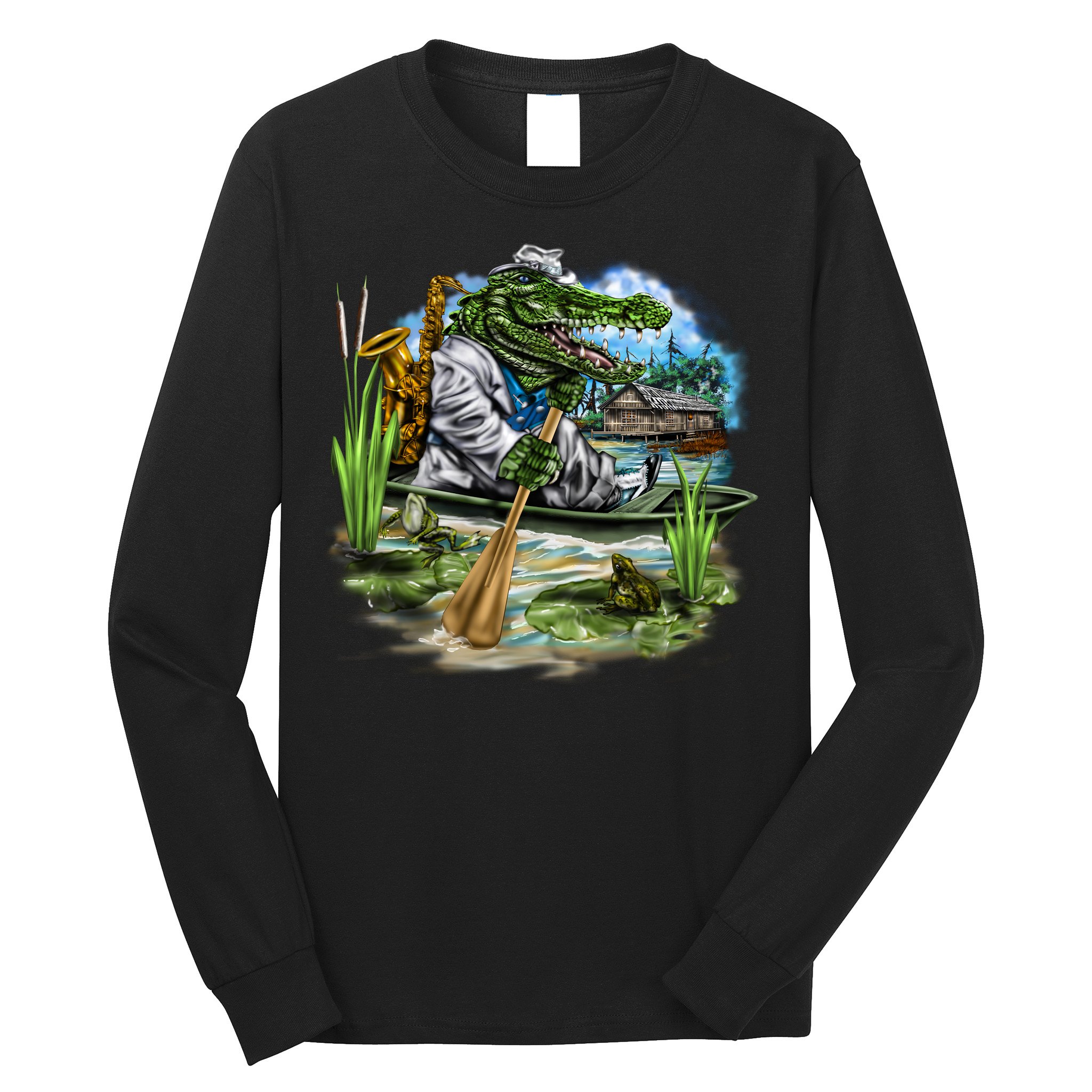 Swamp Gator With A trumpet Long Sleeve Shirt