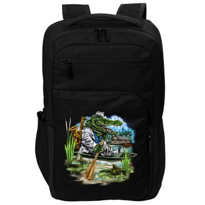 Swamp Gator With A trumpet Impact Tech Backpack