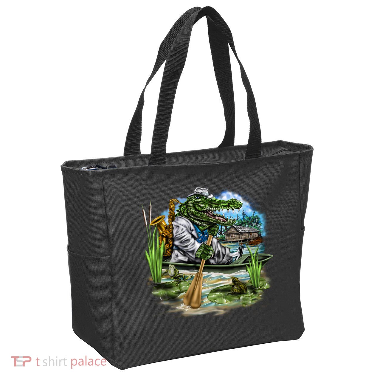Swamp Gator With A trumpet Zip Tote Bag