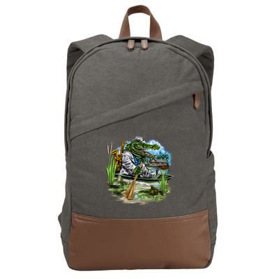 Swamp Gator With A trumpet Cotton Canvas Backpack