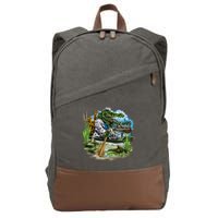 Swamp Gator With A trumpet Cotton Canvas Backpack