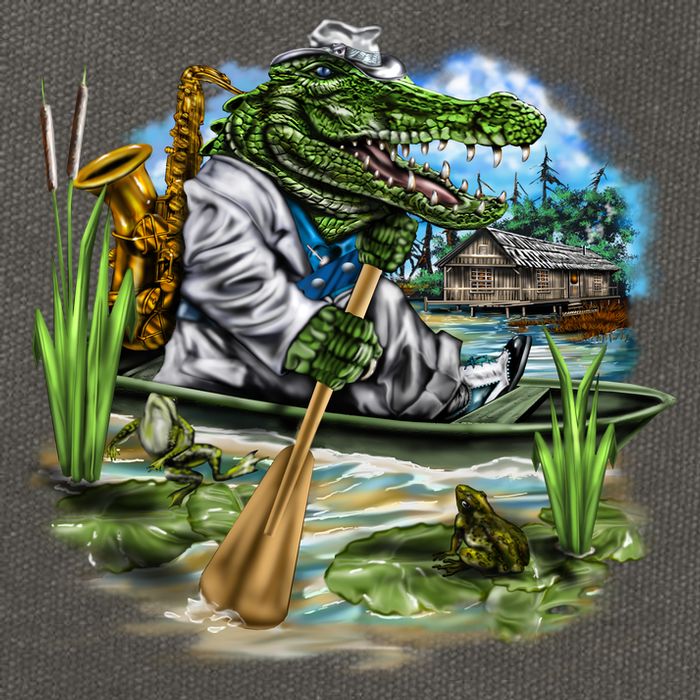 Swamp Gator With A trumpet Cotton Canvas Backpack