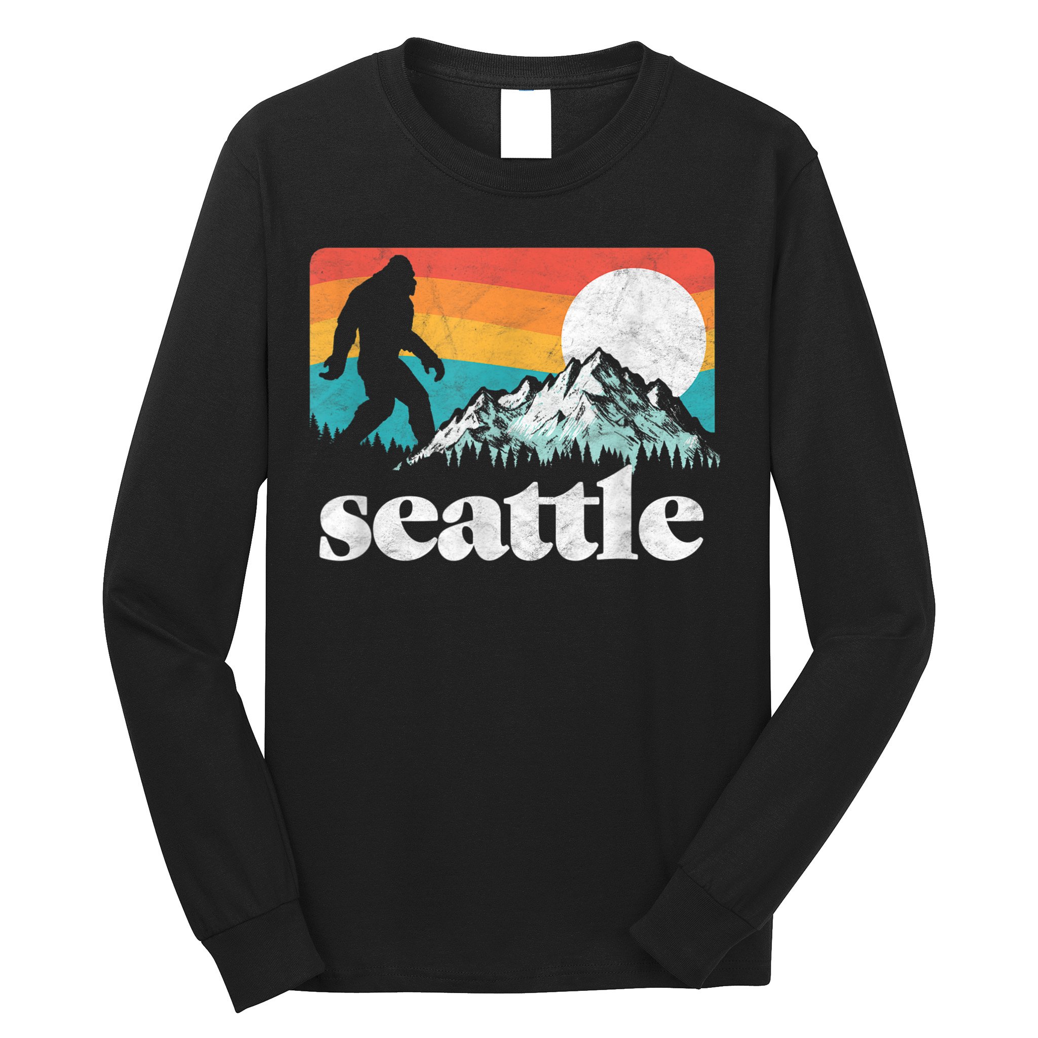 Seattle Washington Bigfoot Mountains Long Sleeve Shirt