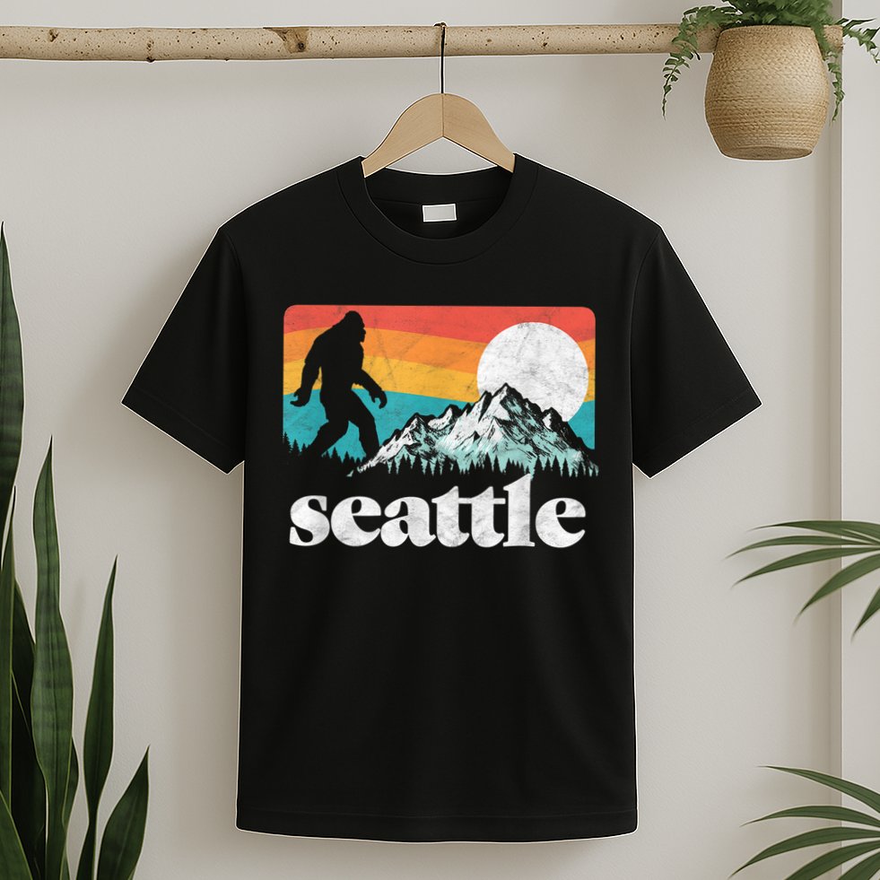 Seattle Washington Bigfoot Mountains T-Shirt