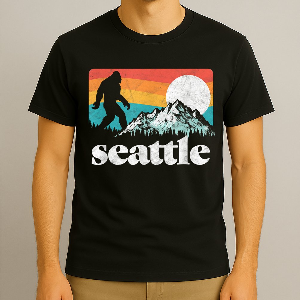 Seattle Washington Bigfoot Mountains T-Shirt