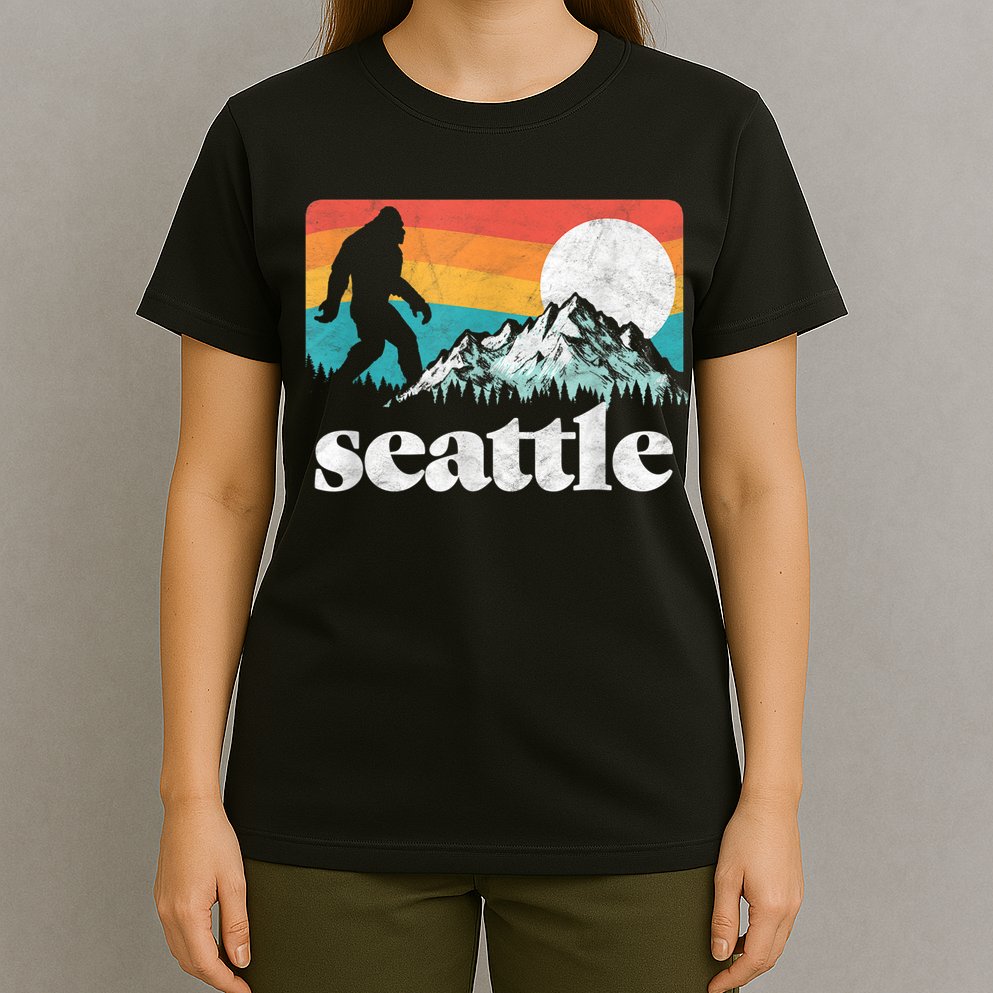 Seattle Washington Bigfoot Mountains T-Shirt