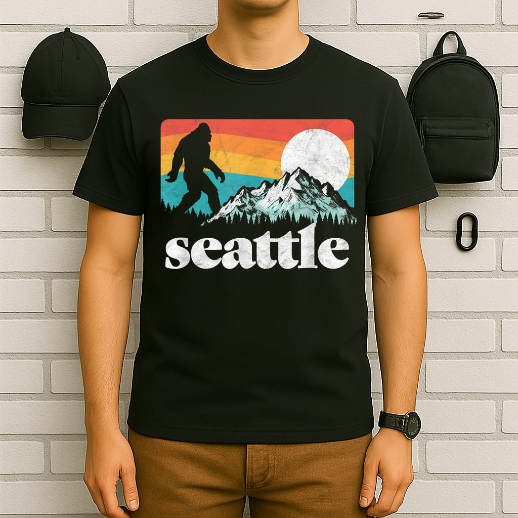 Seattle Washington Bigfoot Mountains T-Shirt