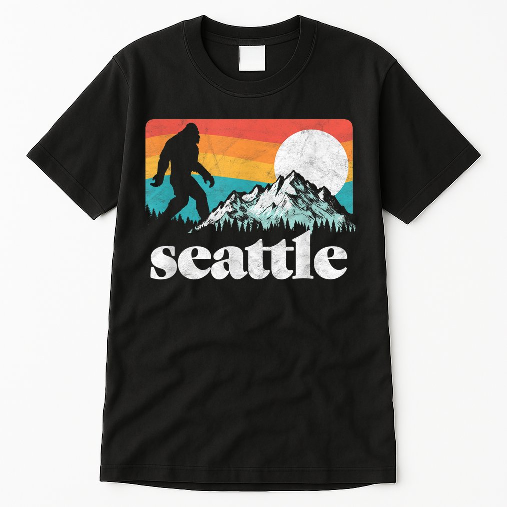 Seattle Washington Bigfoot Mountains Tall T-Shirt
