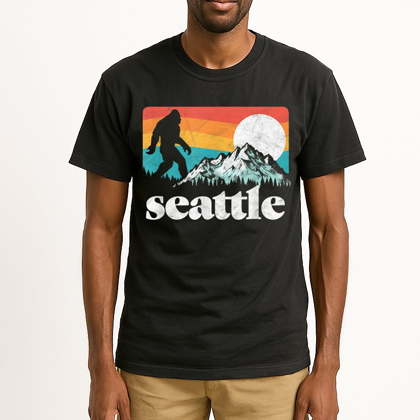 Seattle Washington Bigfoot Mountains Tall T-Shirt