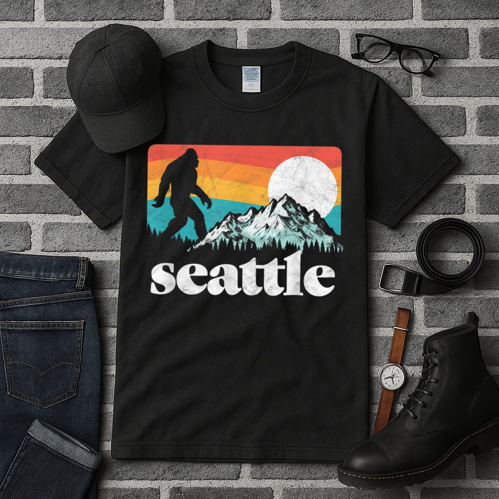 Seattle Washington Bigfoot Mountains Tall T-Shirt