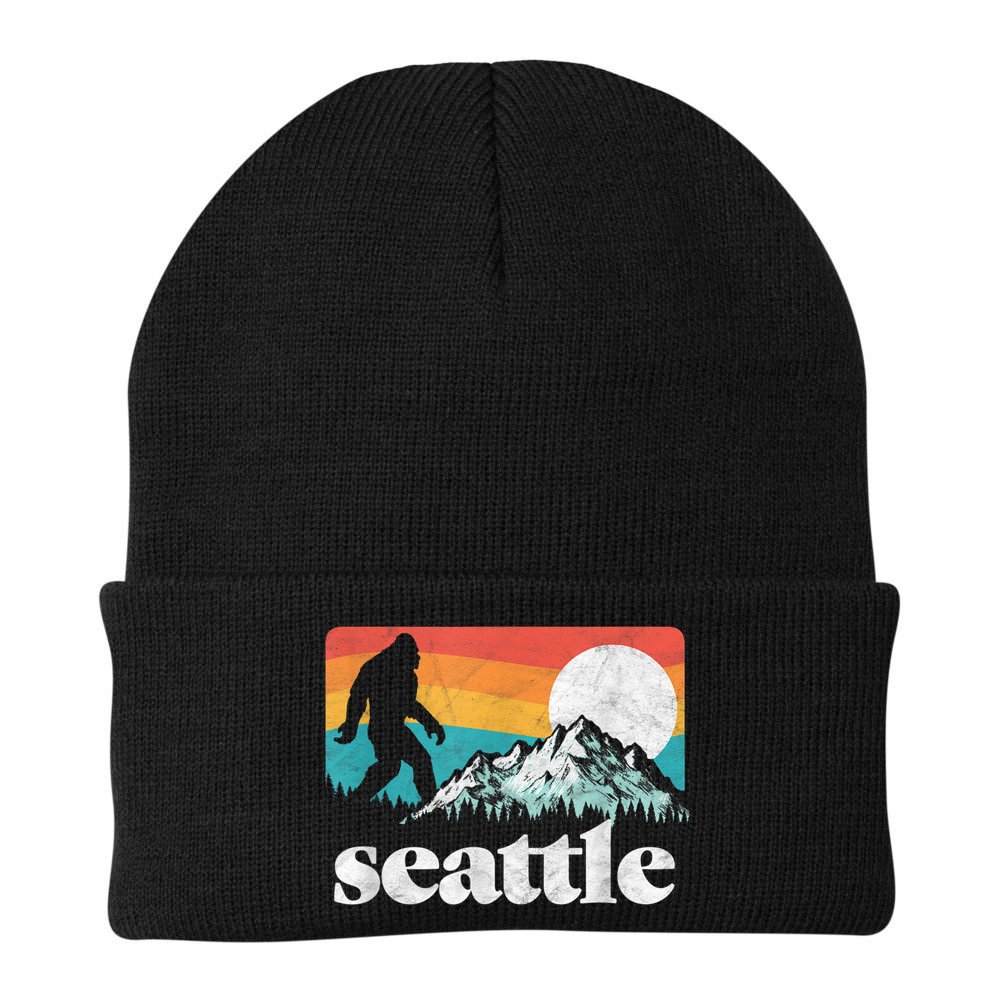 Seattle Washington Bigfoot Mountains Beanie