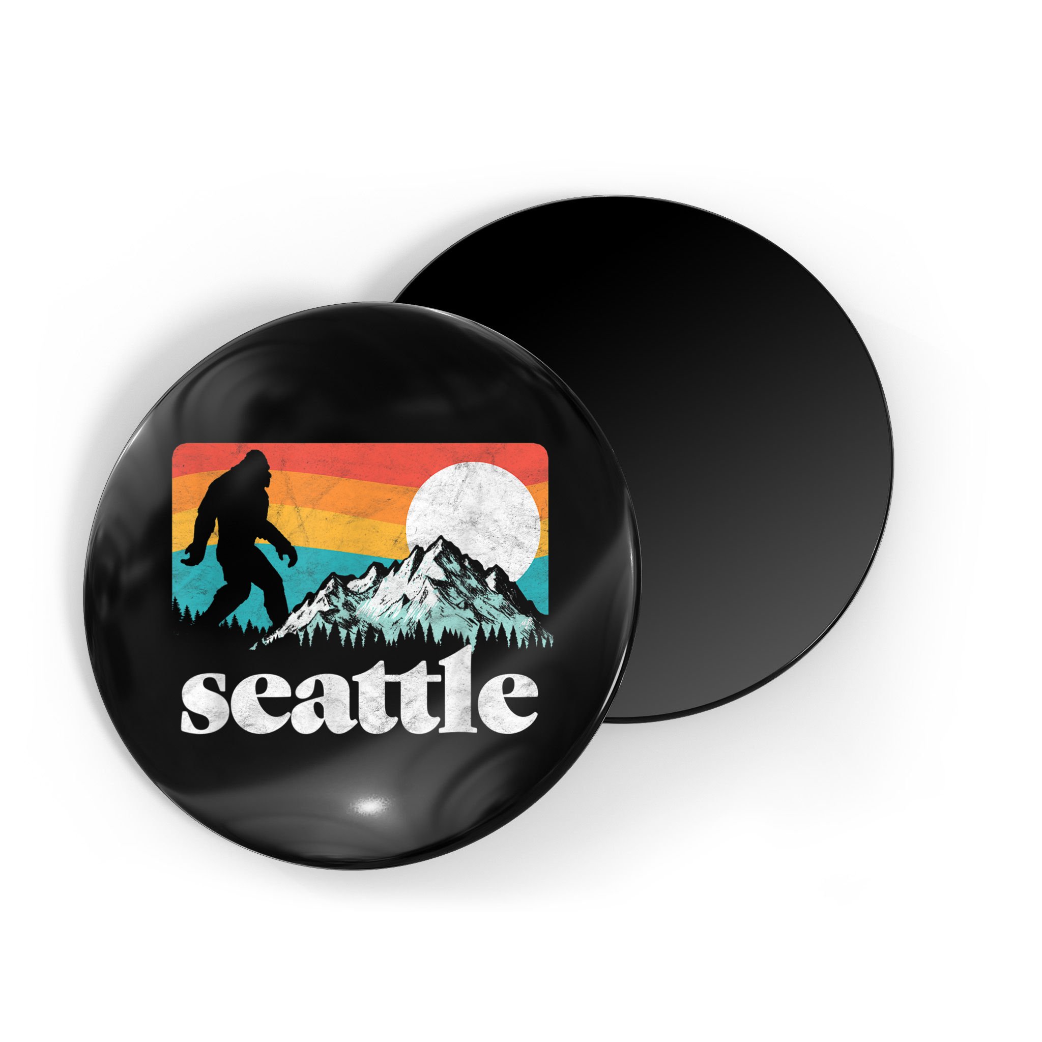 Seattle Washington Bigfoot Mountains Magnet