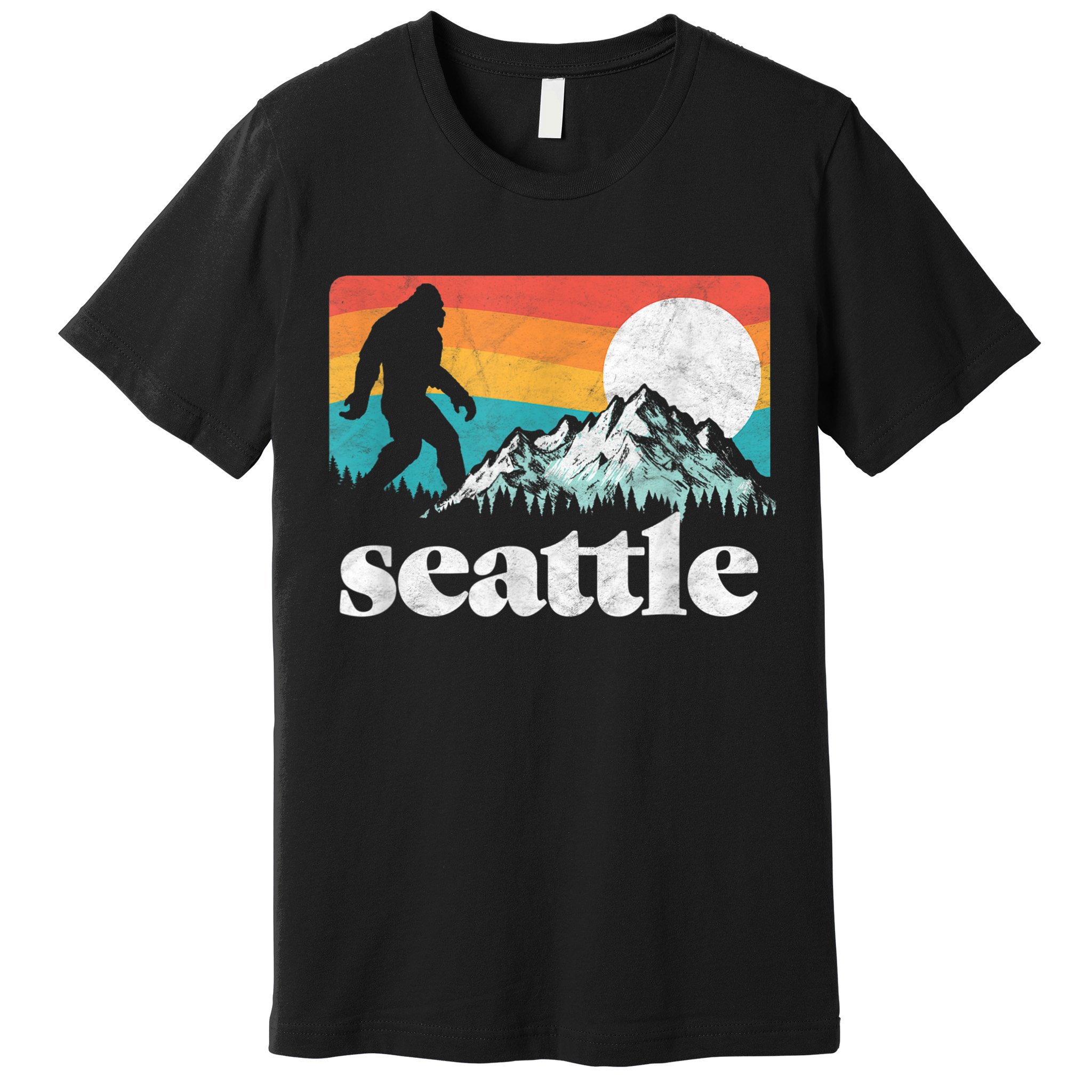 Seattle Washington Bigfoot Mountains Premium T-Shirt