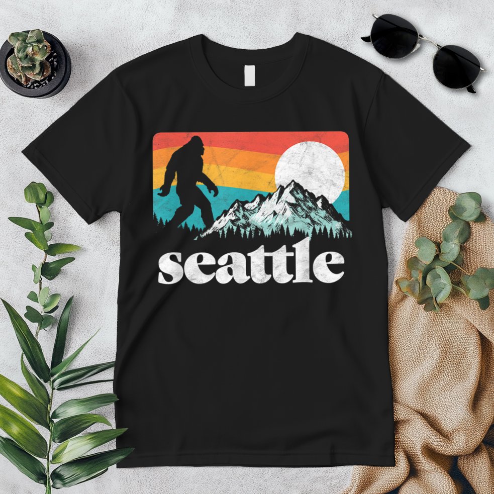 Seattle Washington Bigfoot Mountains Premium T-Shirt