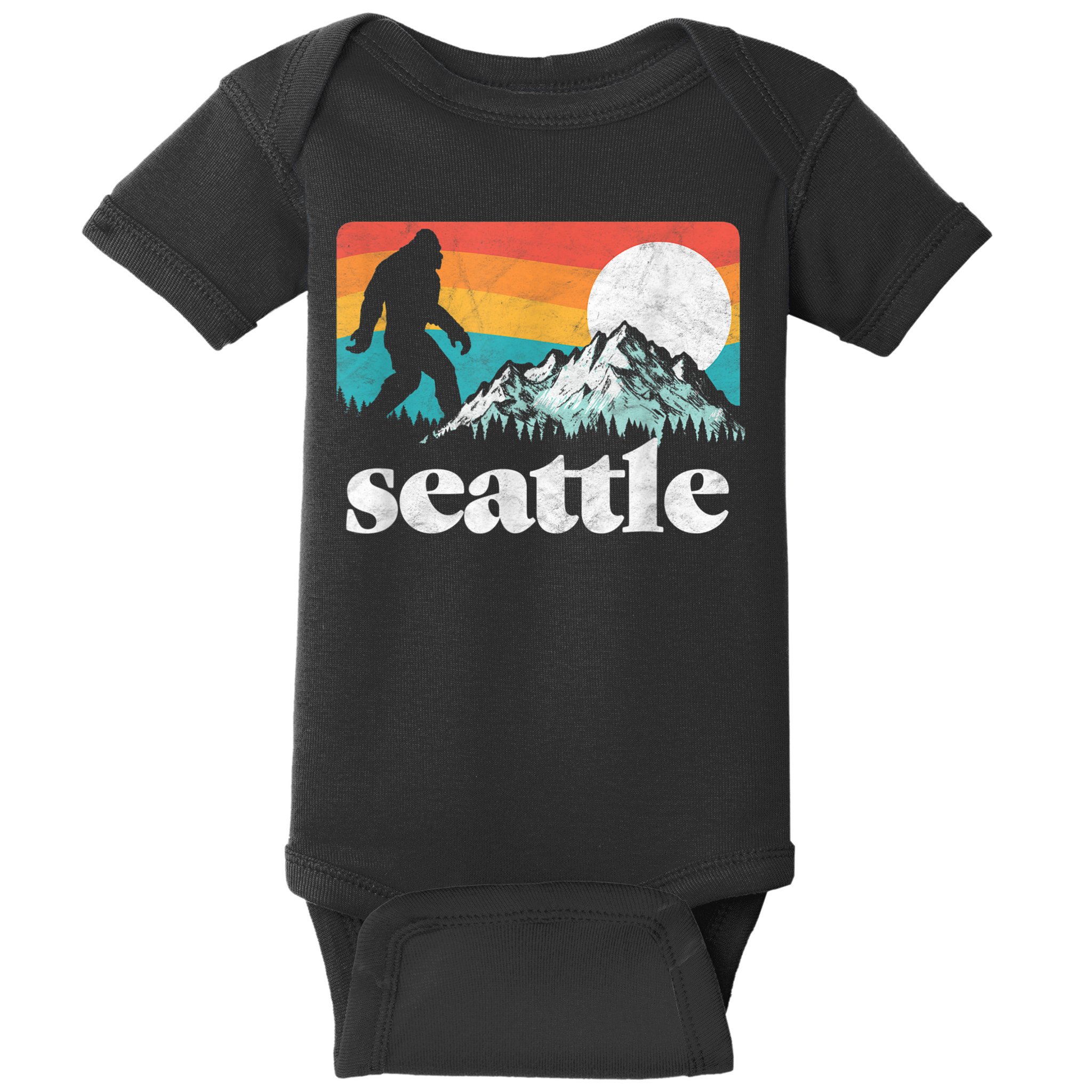Seattle Washington Bigfoot Mountains Baby Bodysuit