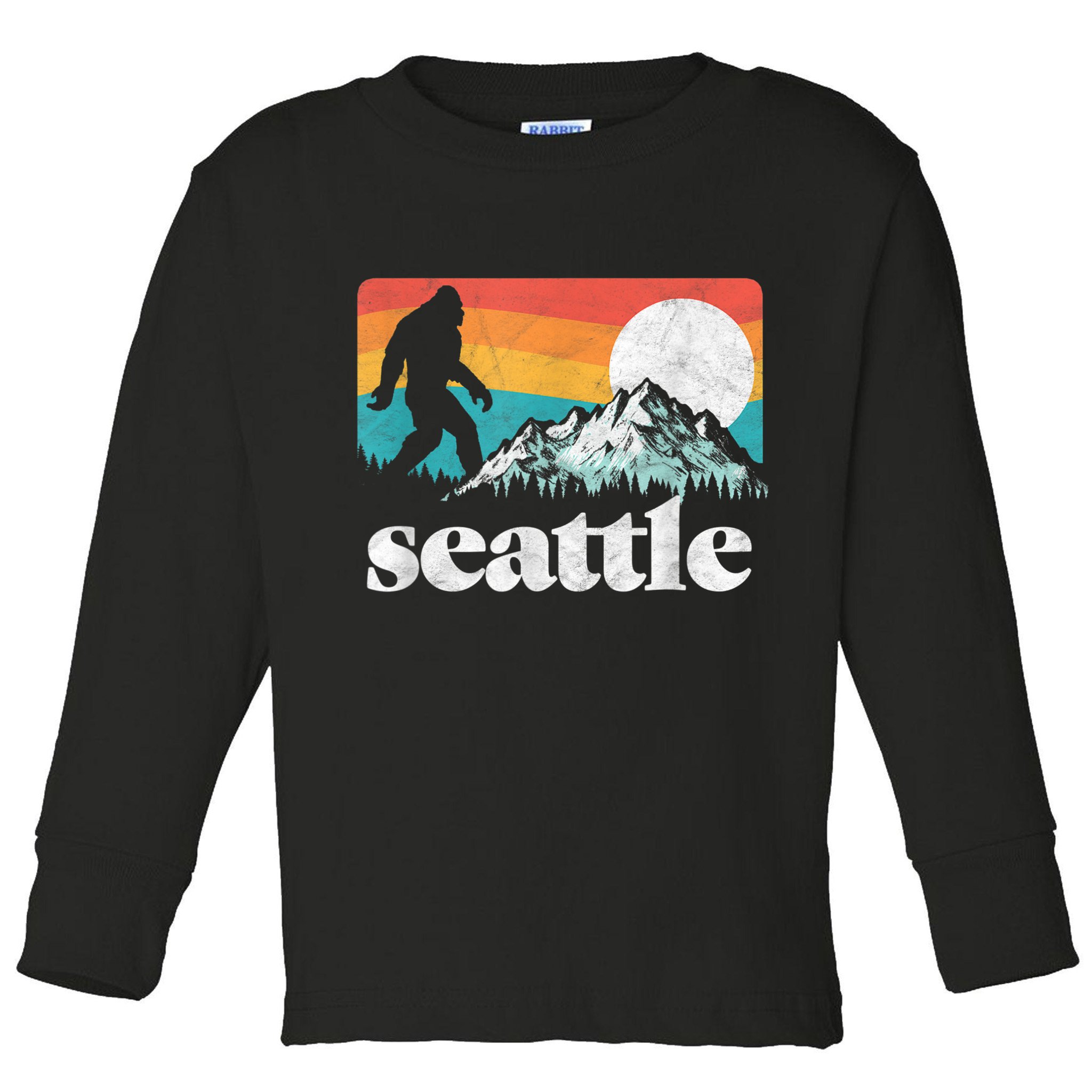Seattle Washington Bigfoot Mountains Toddler Long Sleeve Shirt