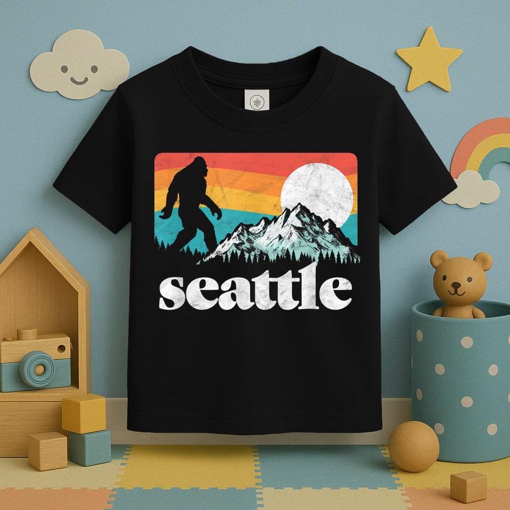 Seattle Washington Bigfoot Mountains Toddler T-Shirt