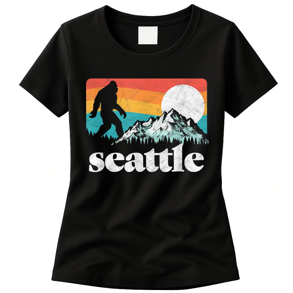 Seattle Washington Bigfoot Mountains Womens T-Shirt