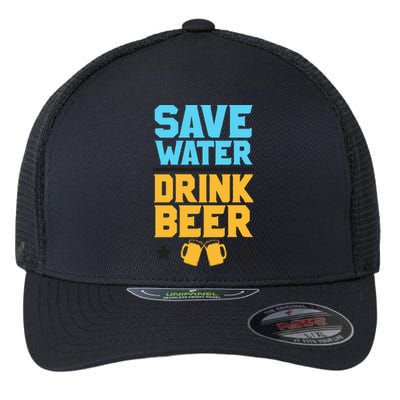 Save Water Beer Sarcastic Craft Retro Design Gift Flexfit Unipanel Trucker Cap