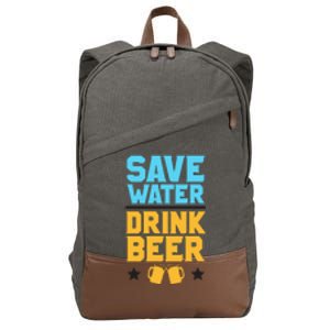 Save Water Beer Sarcastic Craft Retro Design Gift Cotton Canvas Backpack