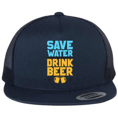 Save Water Beer Sarcastic Craft Retro Design Gift Flat Bill Trucker Hat