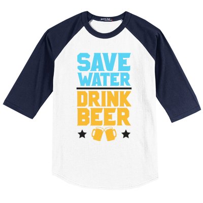 Save Water Beer Sarcastic Craft Retro Design Gift Baseball Sleeve Shirt