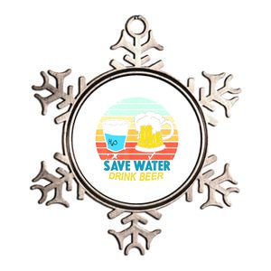 Save Water Beer Cute Gift Funny Beer Cool Gift Retro Meaningful Gift Cute Gift Metallic Star Ornament