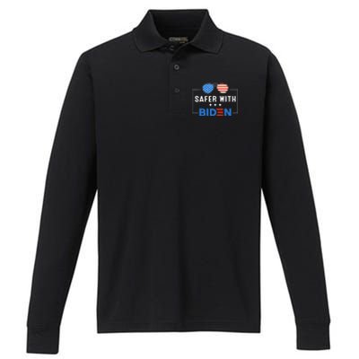 Safer With Biden Performance Long Sleeve Polo