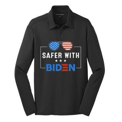 Safer With Biden Silk Touch Performance Long Sleeve Polo