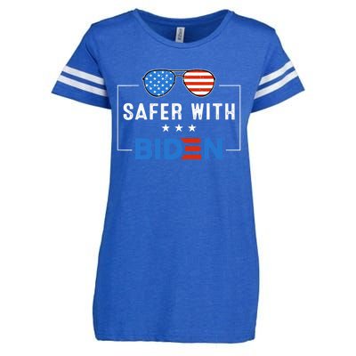 Safer With Biden Enza Ladies Jersey Football T-Shirt