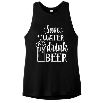 Save Water Beer With Pint Graphic Funny Gift Ladies PosiCharge Tri-Blend Wicking Tank