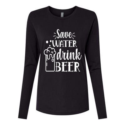 Save Water Beer With Pint Graphic Funny Gift Womens Cotton Relaxed Long Sleeve T-Shirt