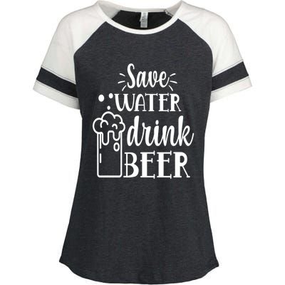 Save Water Beer With Pint Graphic Funny Gift Enza Ladies Jersey Colorblock Tee