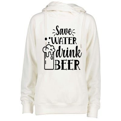 Save Water Beer With Pint Graphic Funny Gift Womens Funnel Neck Pullover Hood