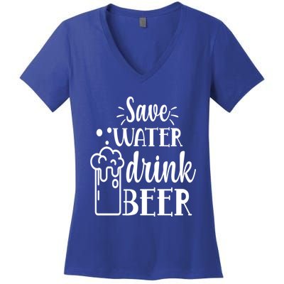 Save Water Beer With Pint Graphic Funny Gift Women's V-Neck T-Shirt