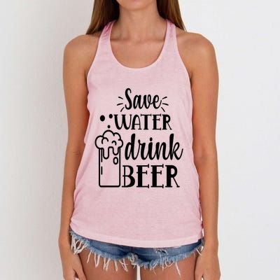 Save Water Beer With Pint Graphic Funny Gift Women's Knotted Racerback Tank