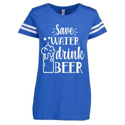 Save Water Beer With Pint Graphic Funny Gift Enza Ladies Jersey Football T-Shirt