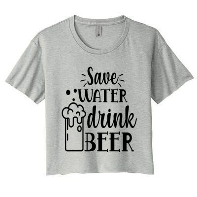 Save Water Beer With Pint Graphic Funny Gift Women's Crop Top Tee