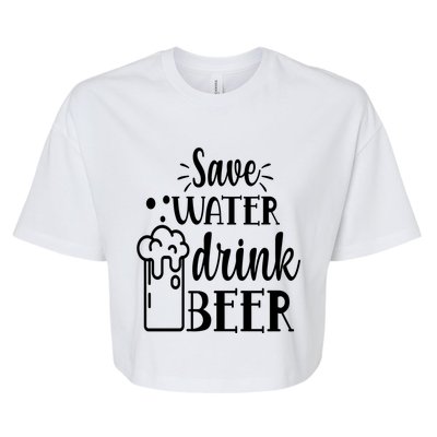 Save Water Beer With Pint Graphic Funny Gift Bella+Canvas Jersey Crop Tee