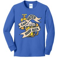 Save Water Beer Cute Ice Cold Beer Love Gift Cute Gift Kids Long Sleeve Shirt