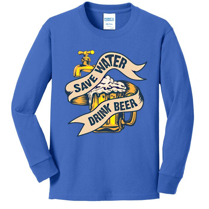 Save Water Beer Cute Ice Cold Beer Love Gift Cute Gift Kids Long Sleeve Shirt