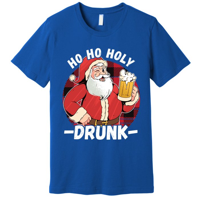 Santa With Beer Ho Ho Holy Drunk Gift Premium T-Shirt