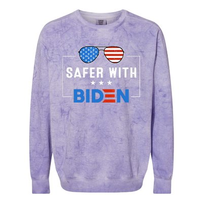 Safer With Biden Colorblast Crewneck Sweatshirt